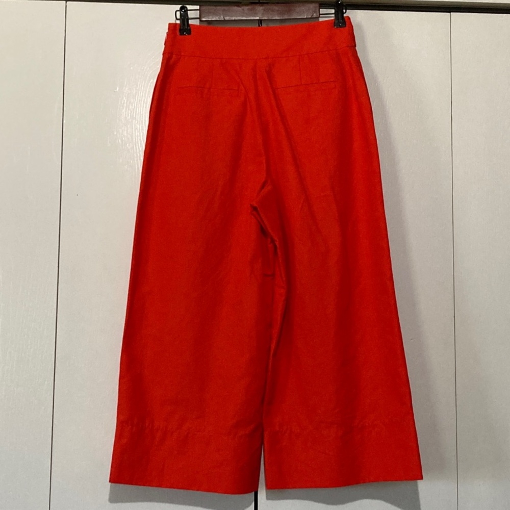 Kate Spade New York Red Size 2 Wide-Leg Palazzo Pants Crisp Linen Cotton Blend - Picture 3 of 7